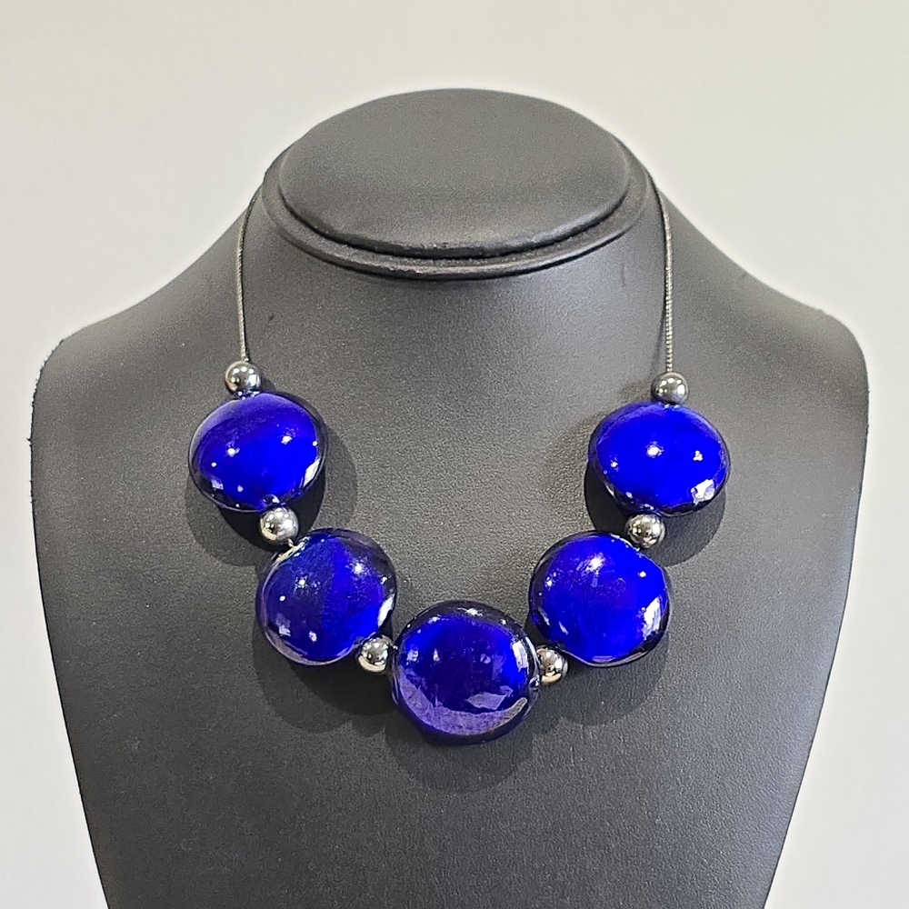 George Boho Blue Ocean Ball Necklace